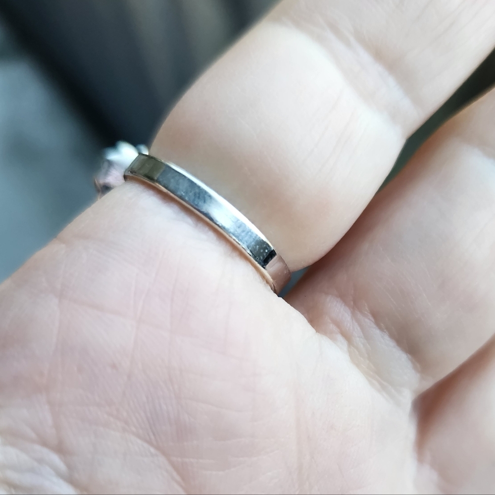 Handmade Sterling Silver 925 Palm Root Agate Crescent Moon Flower Ring Size 8 - Picture 5 of 10